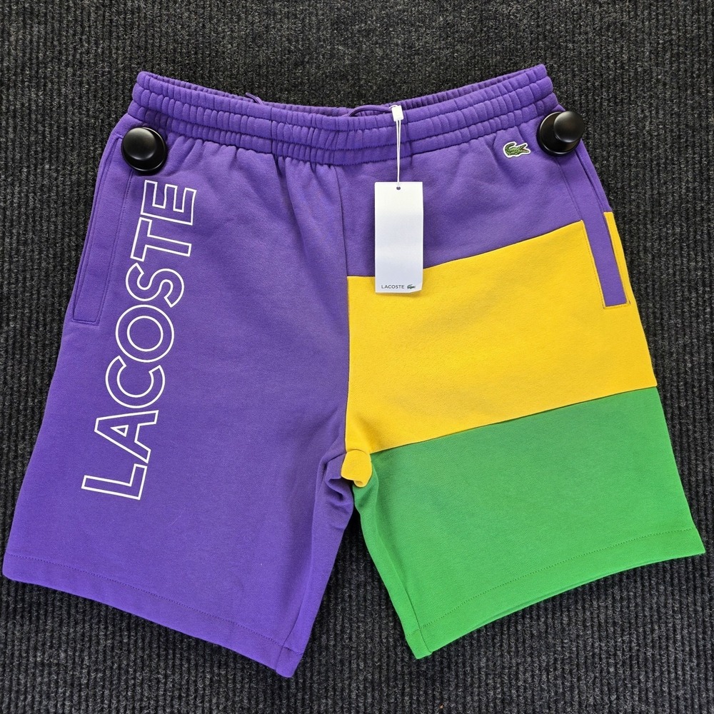 Lacoste Lettered Colorblock Fleece Bermuda ShortsMens Meds Nwt